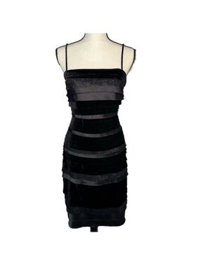 connected apparel Black Strappy Tiered Midi Dress